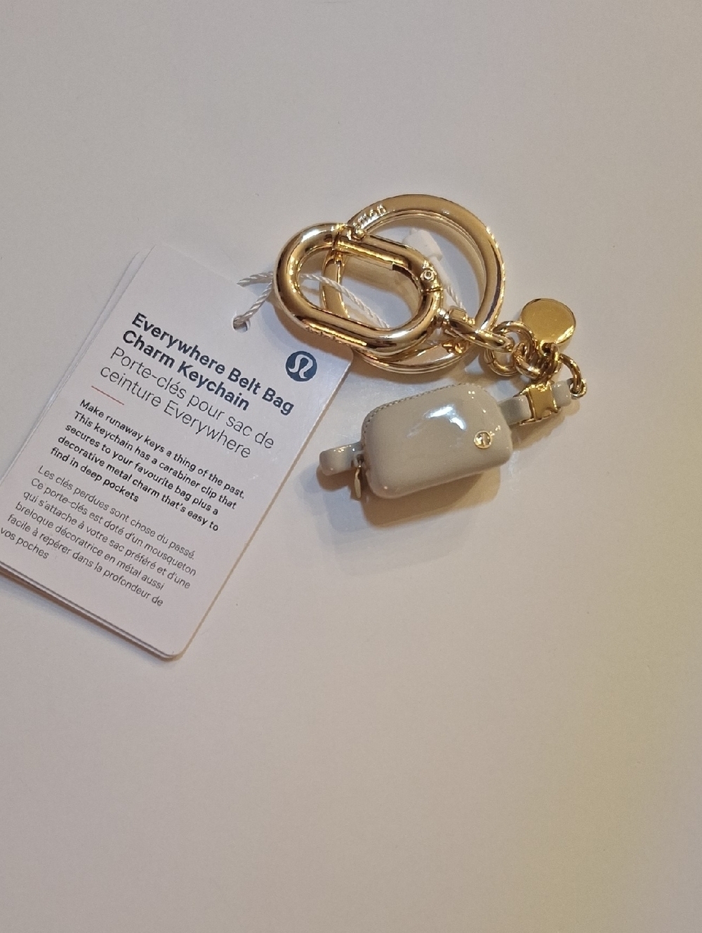 NWT Lululemon Everywhere Belt Bag Charm Keychain Bewe/gold